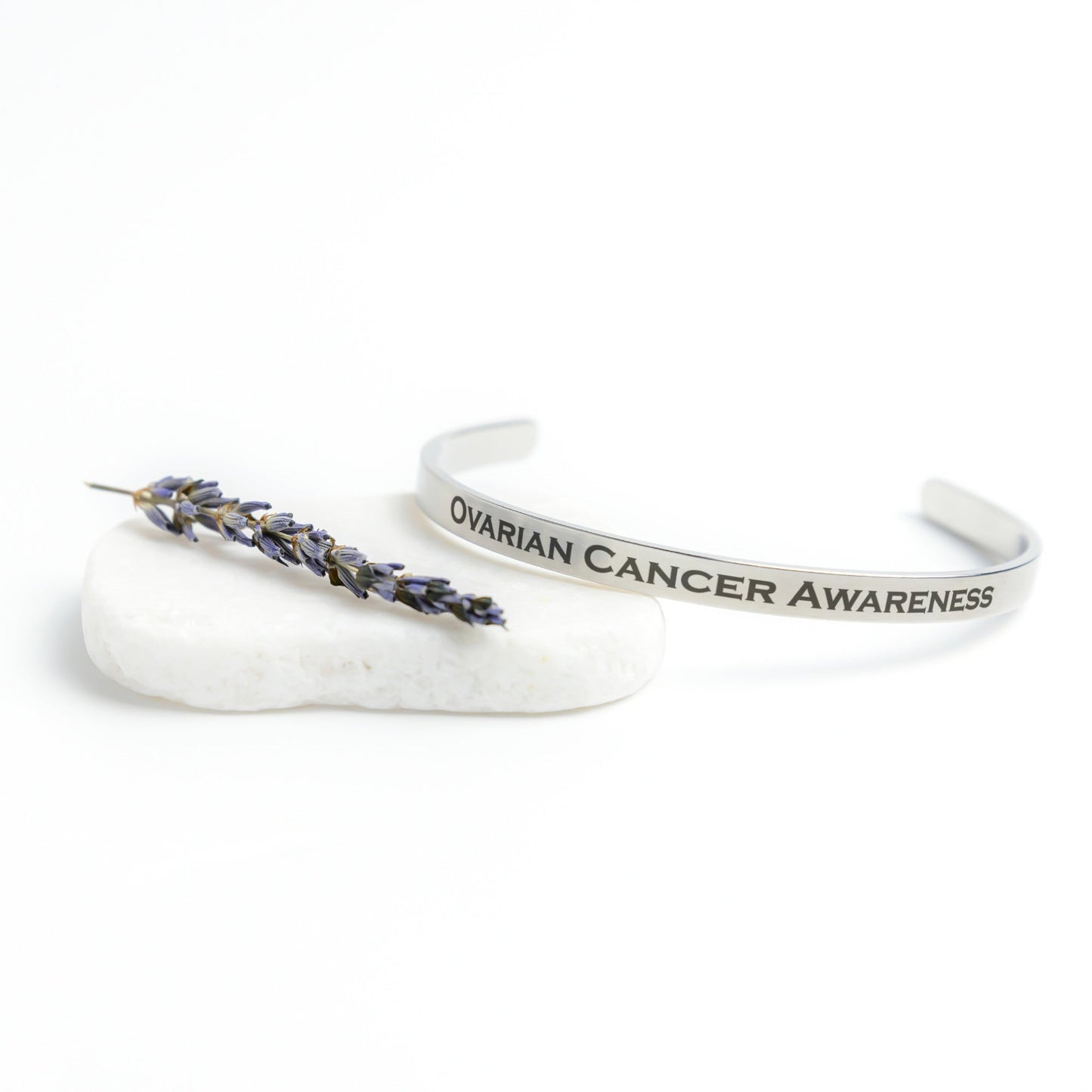 Personalized Ovarian Cancer Awareness Cuff Bracelet |x|
