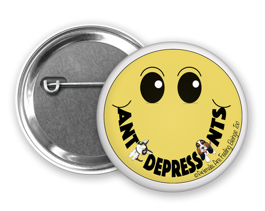 Anti-depressant Smiley Face Pinback Button