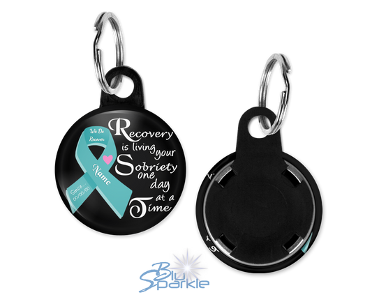 Personalized "Recovery is Living Your Sobriety One Day at a Time" Key Chains