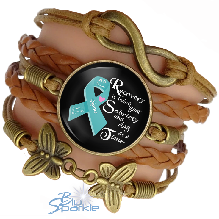 Personalized "Recovery is Living Your Sobriety One Day at a Time" Bracelets