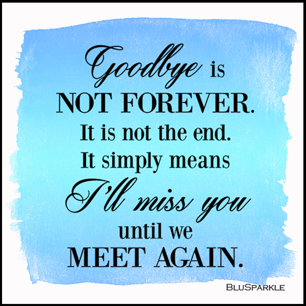 Goodbye is not forever. It is not the end. It simply means I'll miss you until we meet again. Wise Expression Magnet