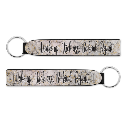Wake up. Kick Ass. Be Kind. Repeat Wise Expression Wristlet