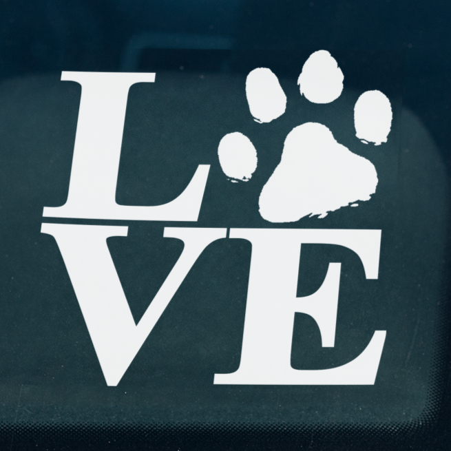 Love (with Dog Print) Decal