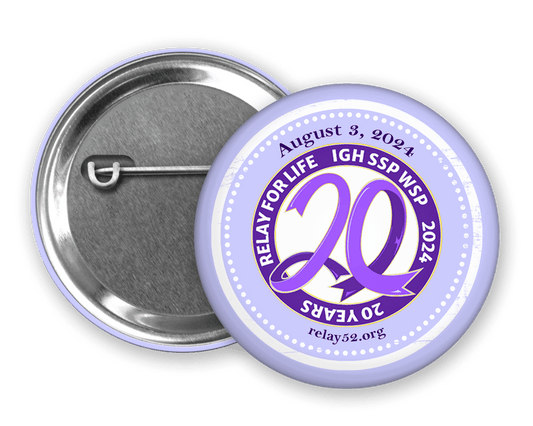 20 Year Anniversary Relay For Life Pinback Button |x| - BluSparkle