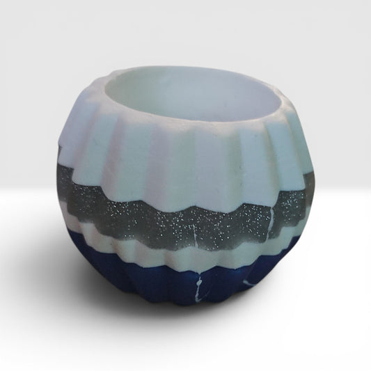 One of a Kind "White, Silver, & Blue Candle Holder"