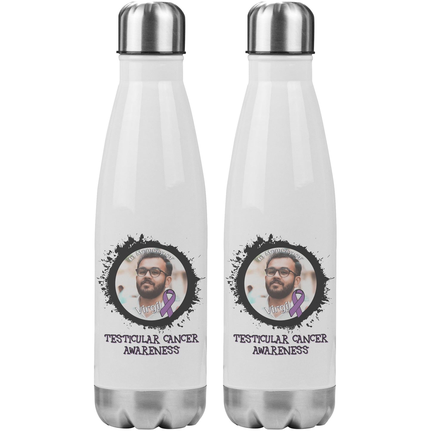In Memory / In Honor of Testicular Cancer Awareness 20oz Insulated Water Bottle |x|