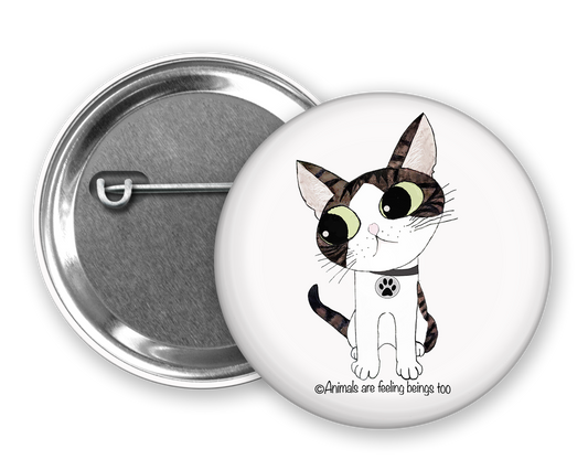 Cat Wagging Tail Pinback Button