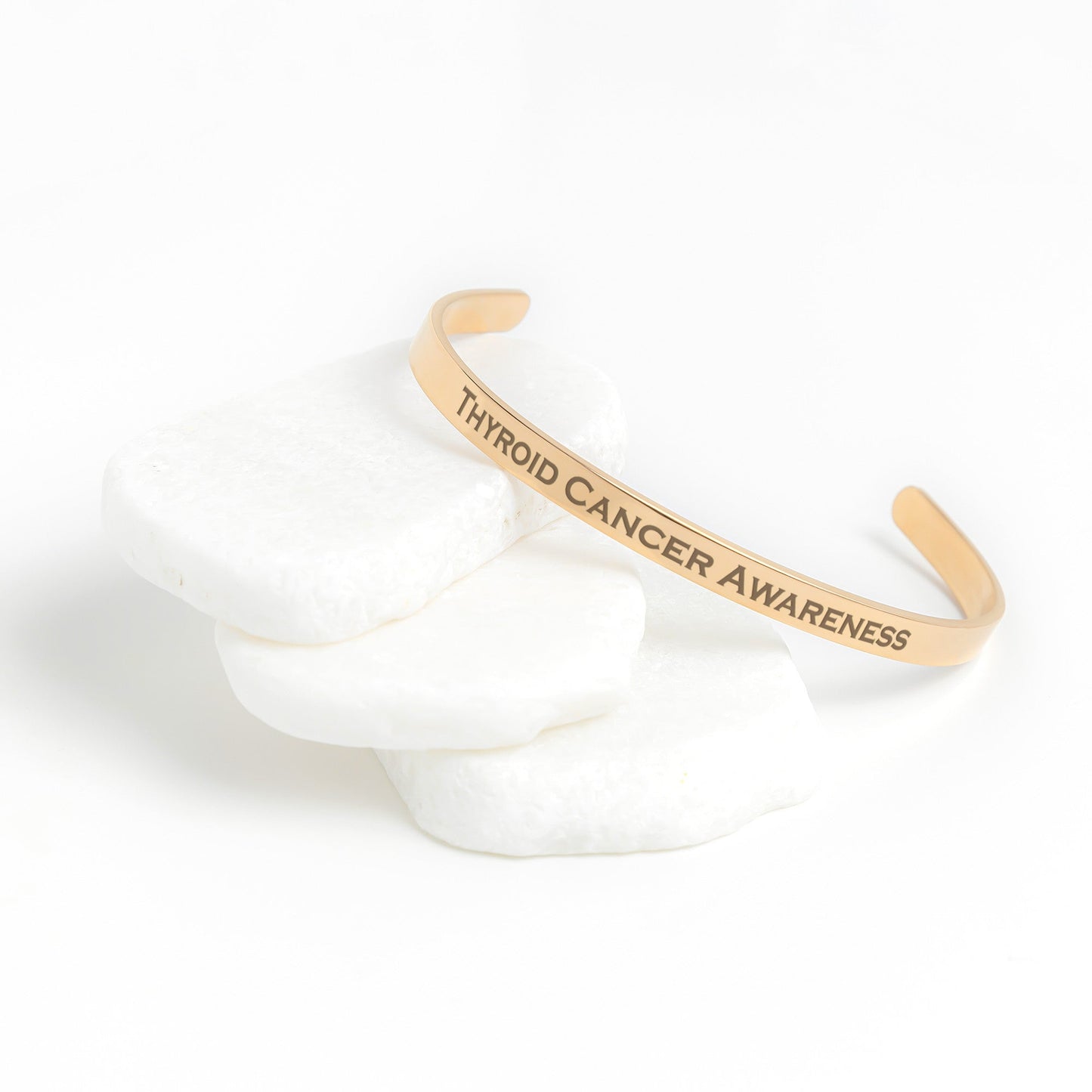 Personalized Thyroid Cancer Awareness Cuff Bracelet |x|