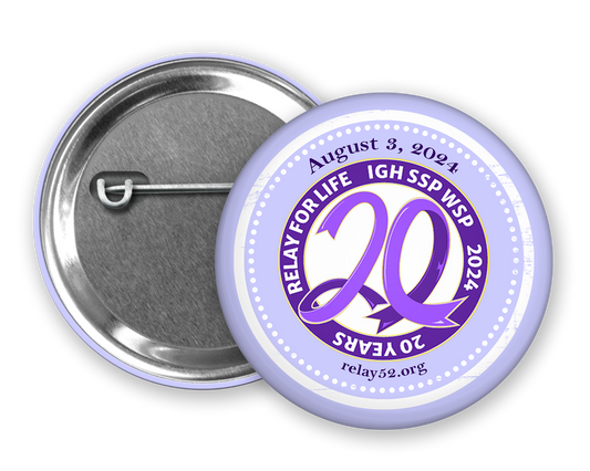 20 Year Anniversary Relay For Life Pinback Button |x|