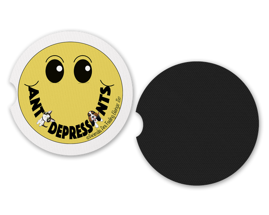 Anti-depressants Smiley Face Car Coaster