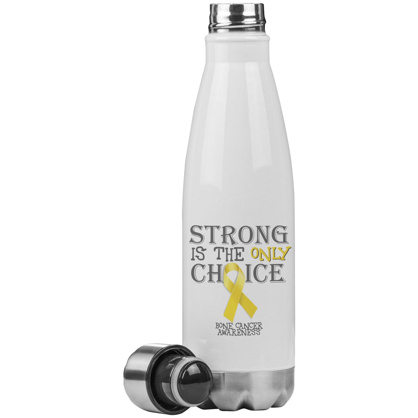 Strong is the Only Choice -Bone Cancer Awareness 20oz Insulated Water Bottle