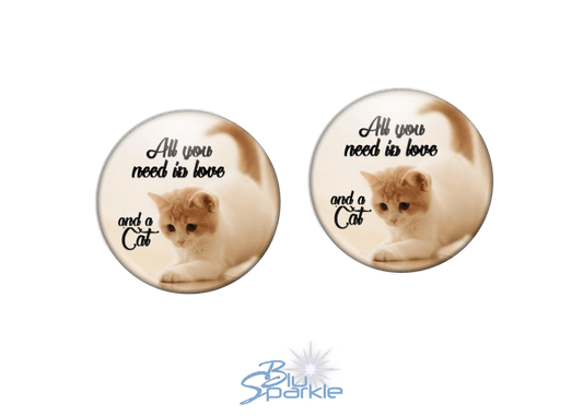 All You Need Is Love And A Cat - Earrings - BluSparkle