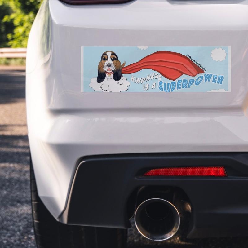 Animal Advocacy Kindness Is a Superpower Puppy Bumper Sticker - BluSparkle