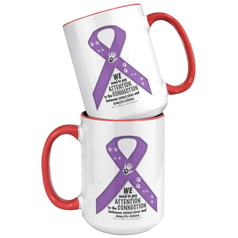 Animal Advocacy Purple Ribbon 15oz Accent Mug - BluSparkle