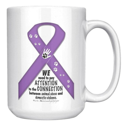 Animal Advocacy Purple Ribbon 15oz Accent Mug - BluSparkle