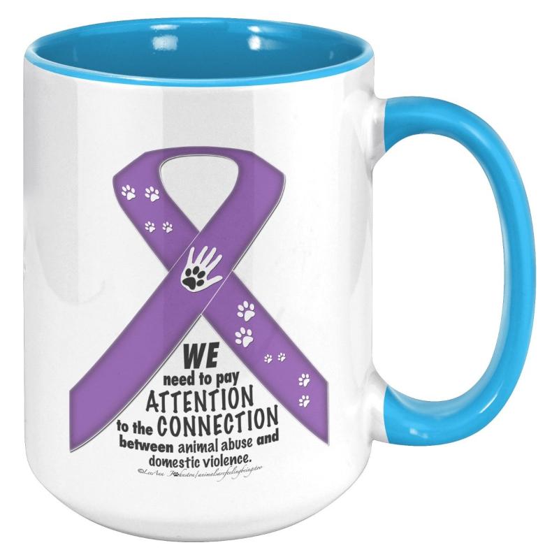 Animal Advocacy Purple Ribbon 15oz Accent Mug - BluSparkle