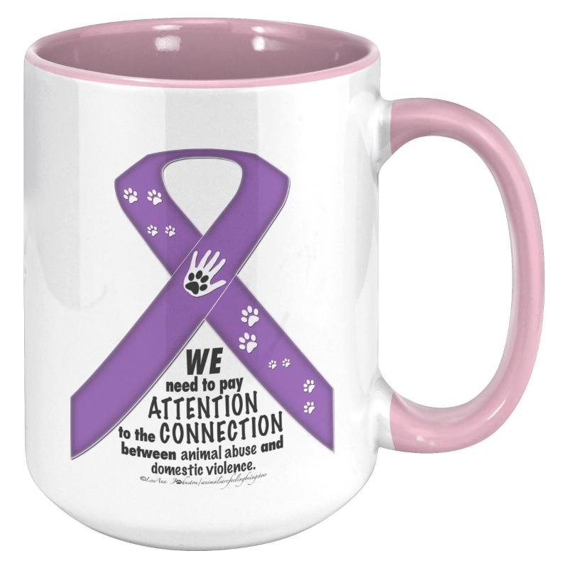 Animal Advocacy Purple Ribbon 15oz Accent Mug - BluSparkle