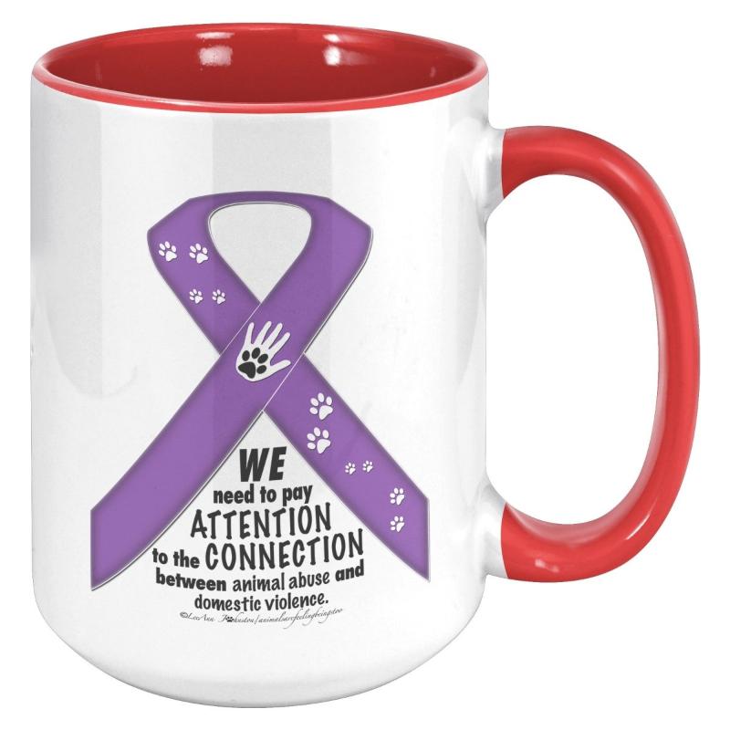 Animal Advocacy Purple Ribbon 15oz Accent Mug - BluSparkle