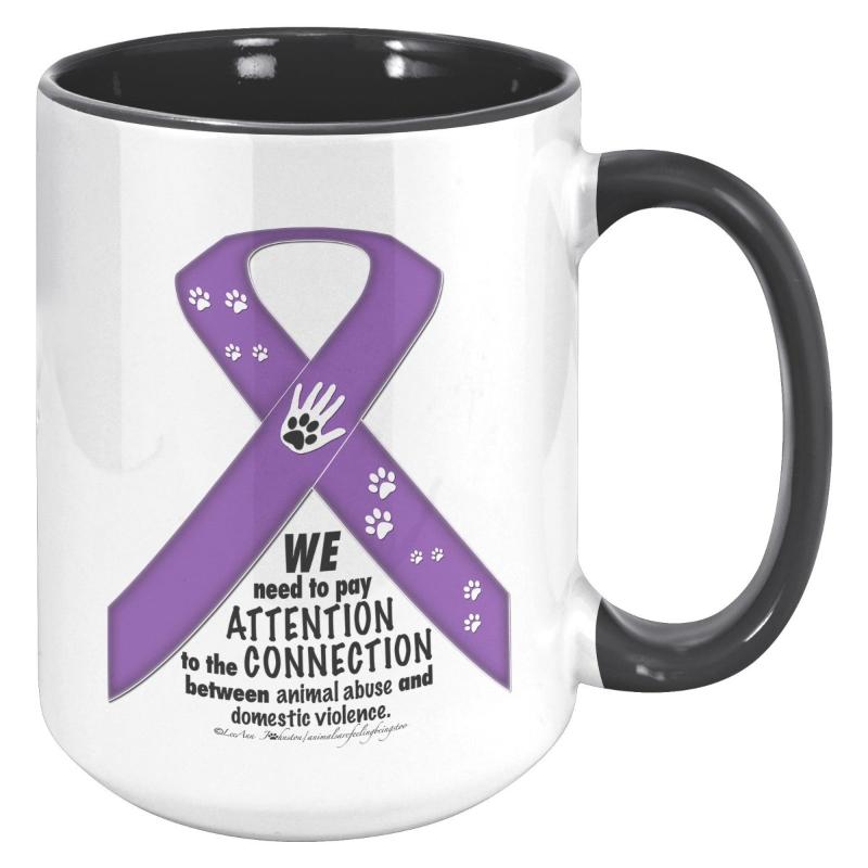 Animal Advocacy Purple Ribbon 15oz Accent Mug - BluSparkle