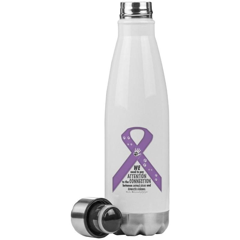 Animal Advocacy Purple Ribbon 20oz Insulated Water Bottle - BluSparkle