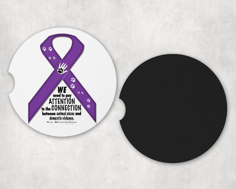 Animal Advocacy Purple Ribbon Car Coaster - BluSparkle