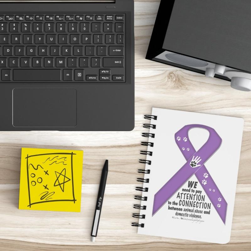 Animal Advocacy Purple Ribbon Spiral Notebook - BluSparkle