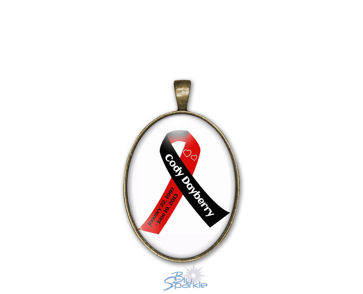 Awareness Ribbon - Personalized Oval Pendants - BluSparkle