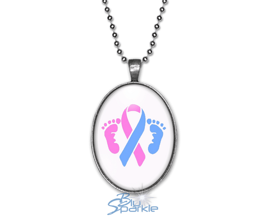 Awareness Ribbon - Personalized Oval Pendants - BluSparkle