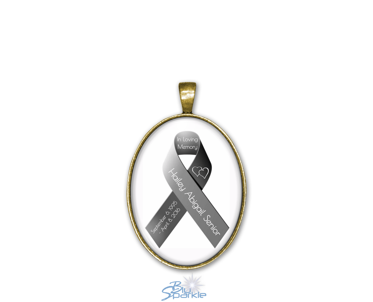 Awareness Ribbon - Personalized Oval Pendants - BluSparkle