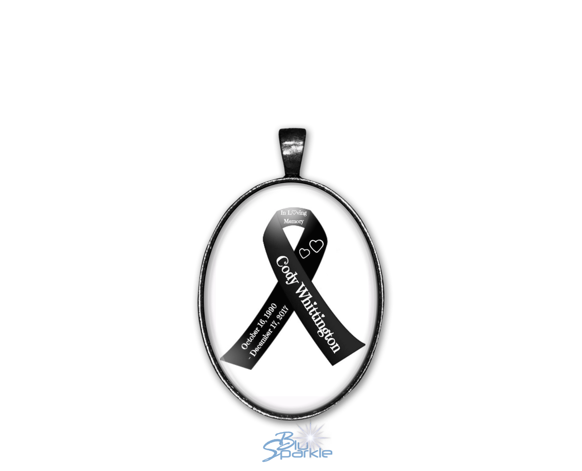 Awareness Ribbon - Personalized Oval Pendants - BluSparkle