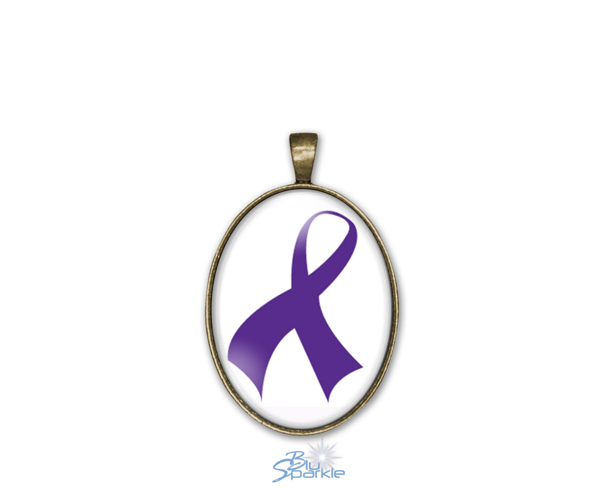 Awareness Ribbon - Personalized Oval Pendants - BluSparkle