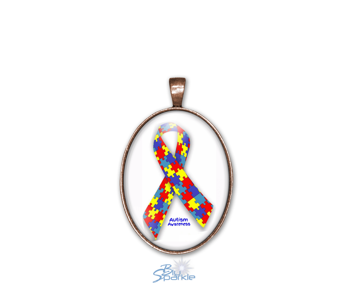 Awareness Ribbon - Personalized Oval Pendants - BluSparkle