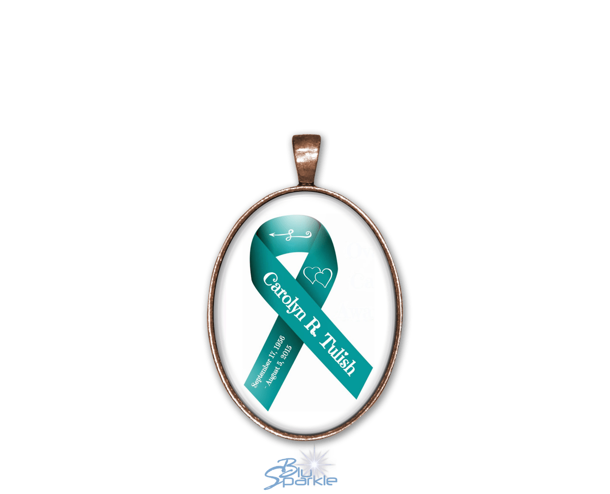 Awareness Ribbon - Personalized Oval Pendants - BluSparkle