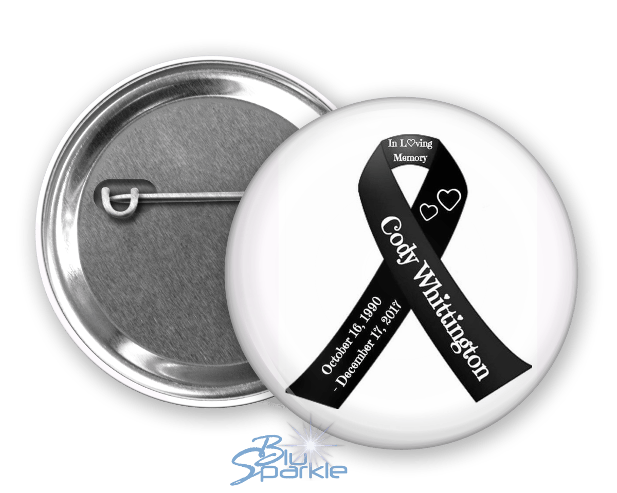 Awareness Ribbon - Personalized Pinback Buttons - BluSparkle