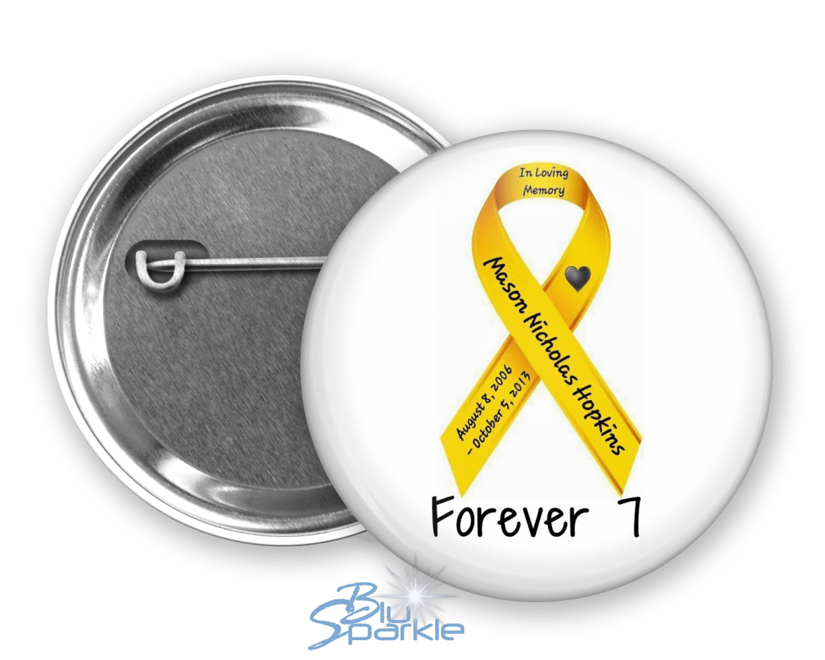 Awareness Ribbon - Personalized Pinback Buttons - BluSparkle