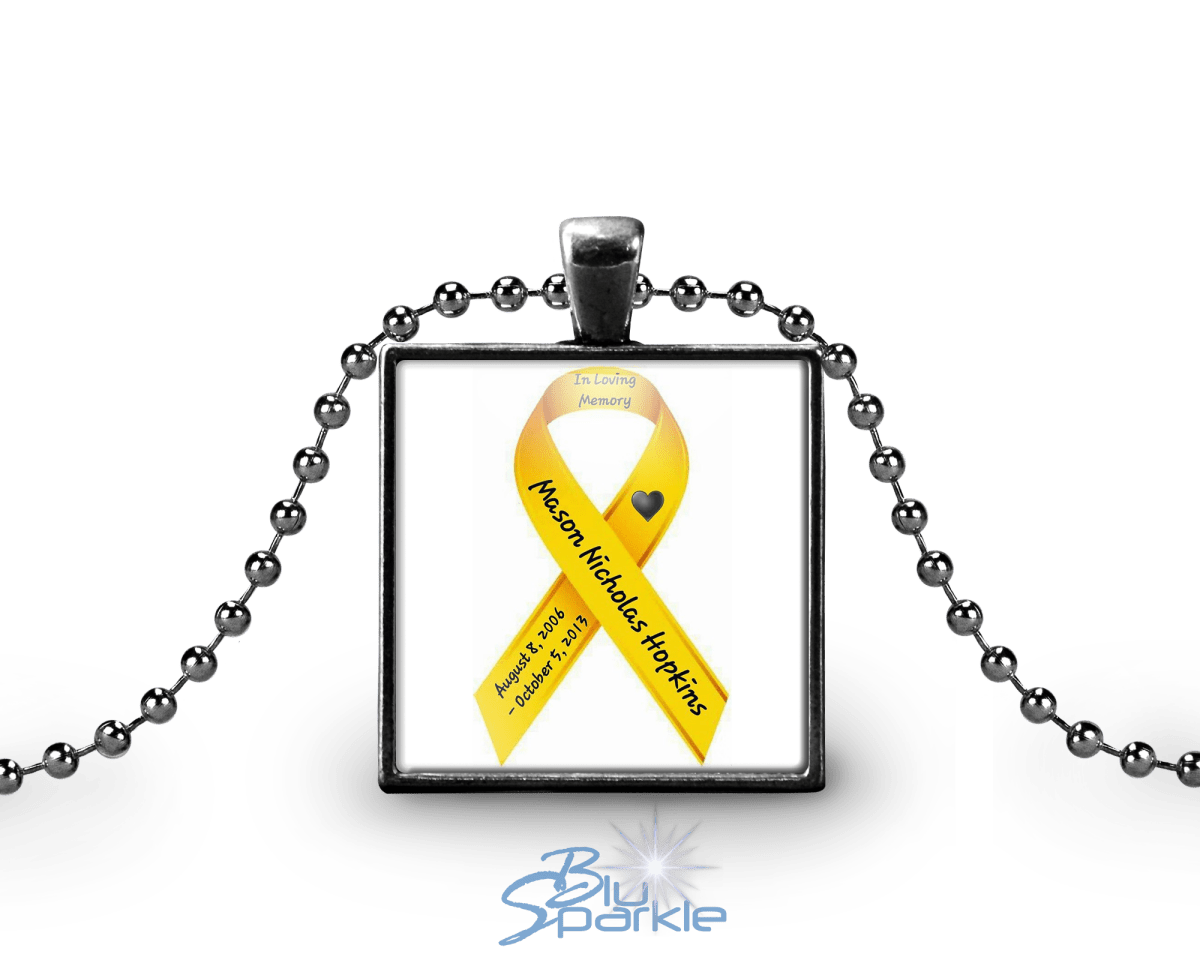 Awareness Ribbon - Personalized Square Pendants - BluSparkle