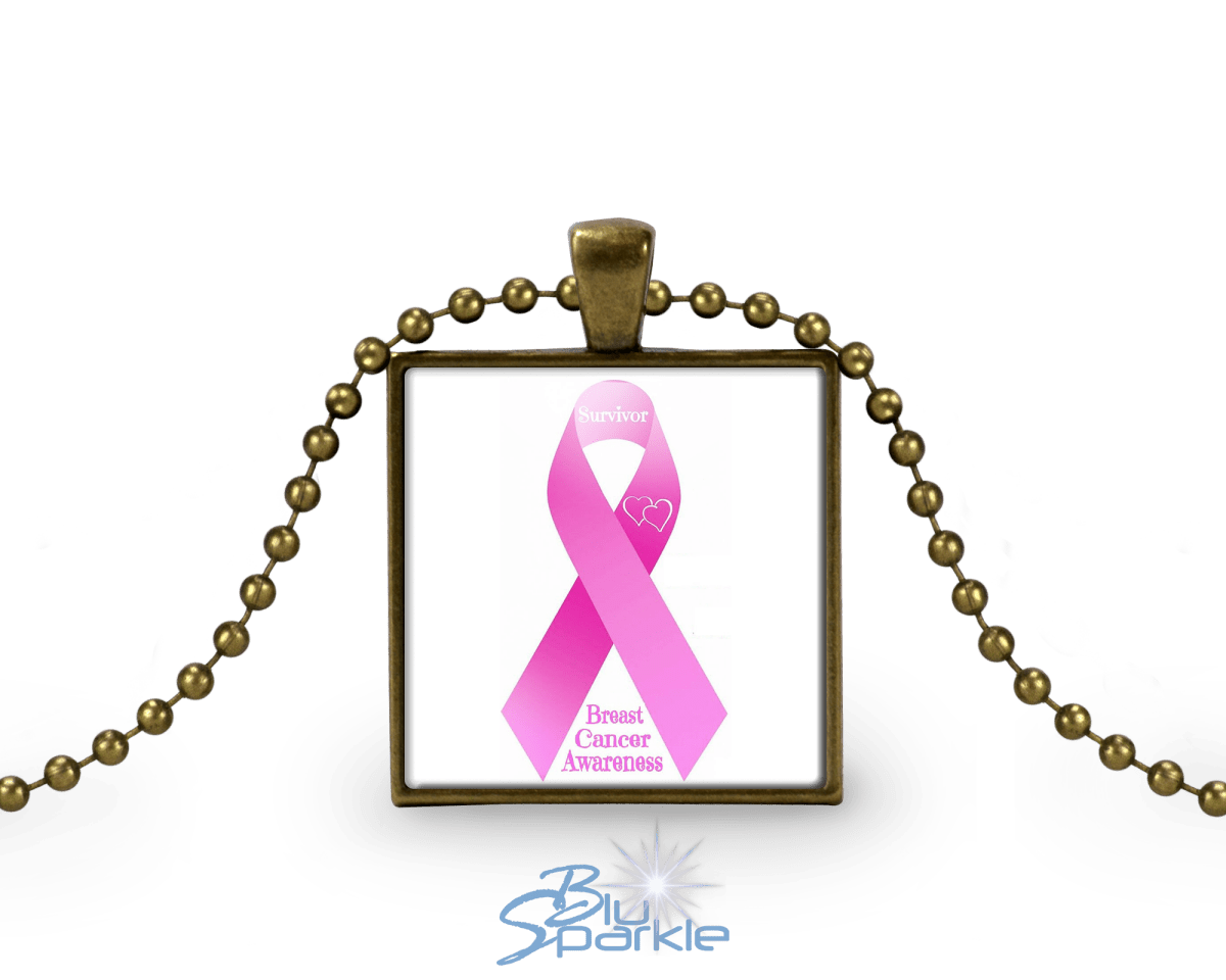 Awareness Ribbon - Personalized Square Pendants - BluSparkle