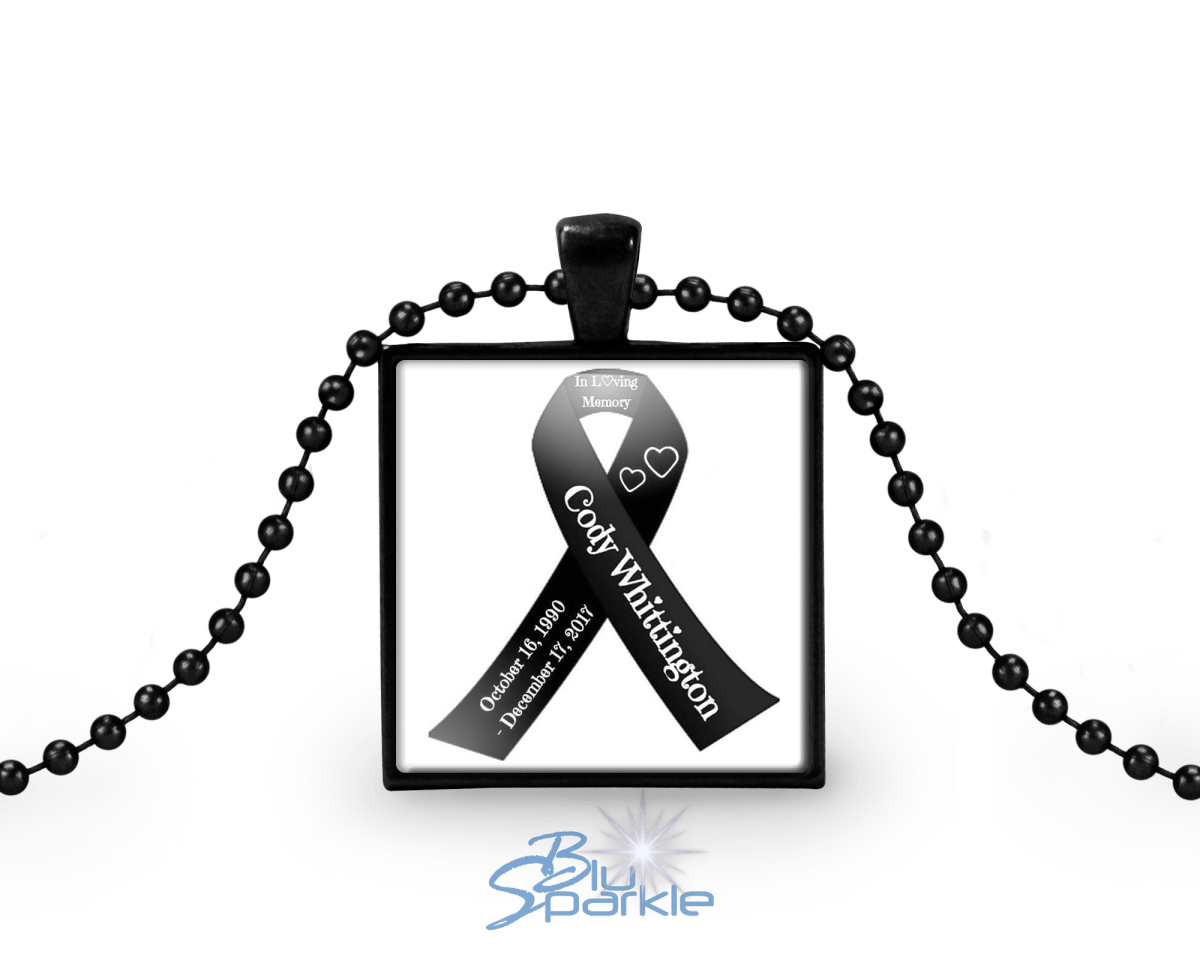 Awareness Ribbon - Personalized Square Pendants - BluSparkle