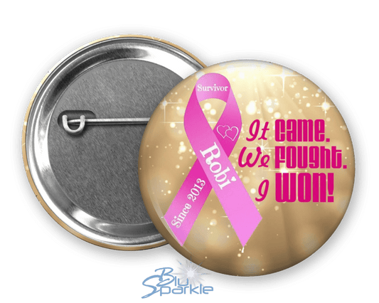 Awareness Ribbon & Quote - Personalized Pinback Button - BluSparkle