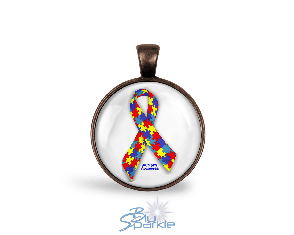 Awareness Ribbon Round Pendants - BluSparkle