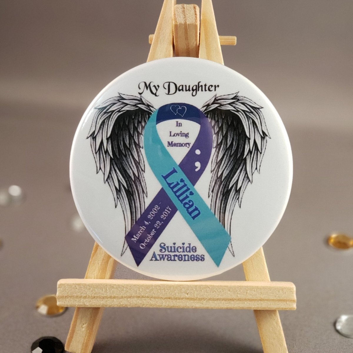 Awareness Ribbon with Wings - Personalized Magnets - BluSparkle