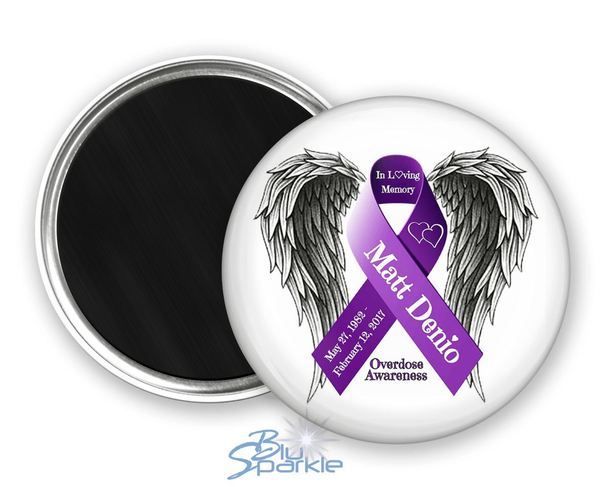 Awareness Ribbon with Wings - Personalized Magnets - BluSparkle