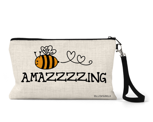 Bee Amazzzzing Linen Pouch with Strap - BluSparkle