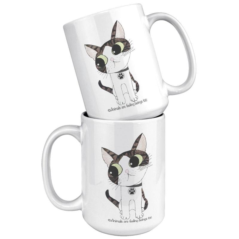 Cat Wagging Tail 15oz Accent Mug - BluSparkle