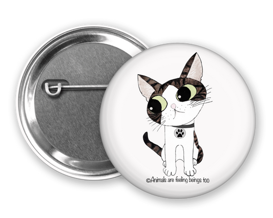 Cat Wagging Tail Pinback Button - BluSparkle