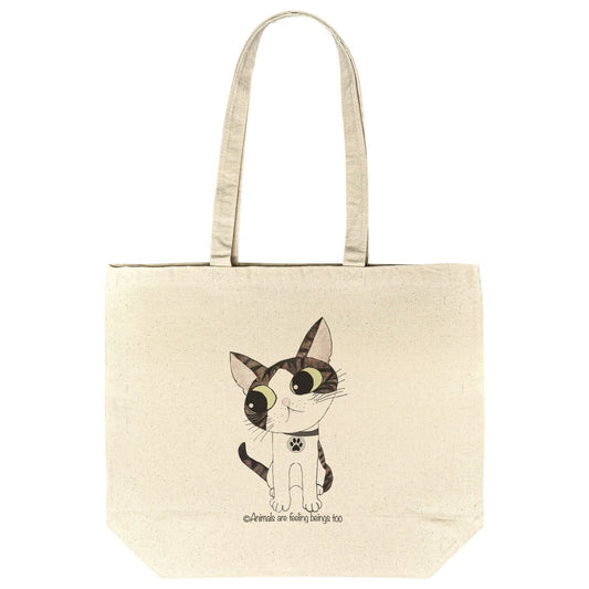 Cat Wagging Tail Rounded Canvas Tote Bag - BluSparkle