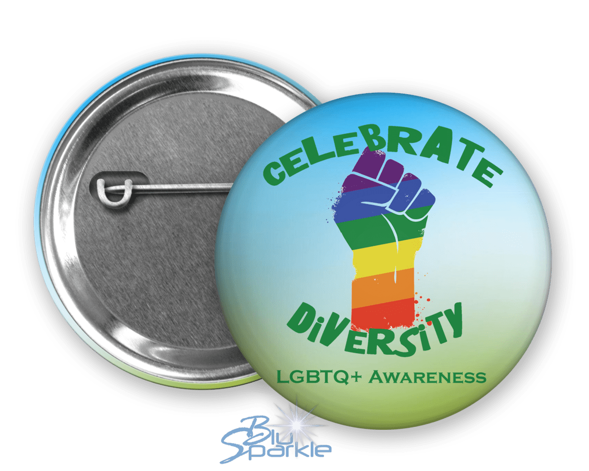 Celebrate Diversity Pinback Button - BluSparkle