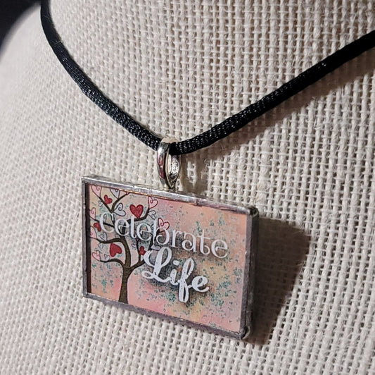 Celebrate Life Handmade Stained - Glass Pendant - BluSparkle