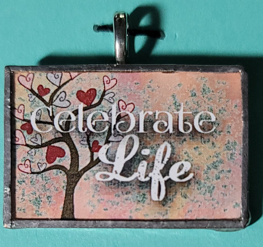 Celebrate Life Handmade Stained - Glass Pendant - BluSparkle