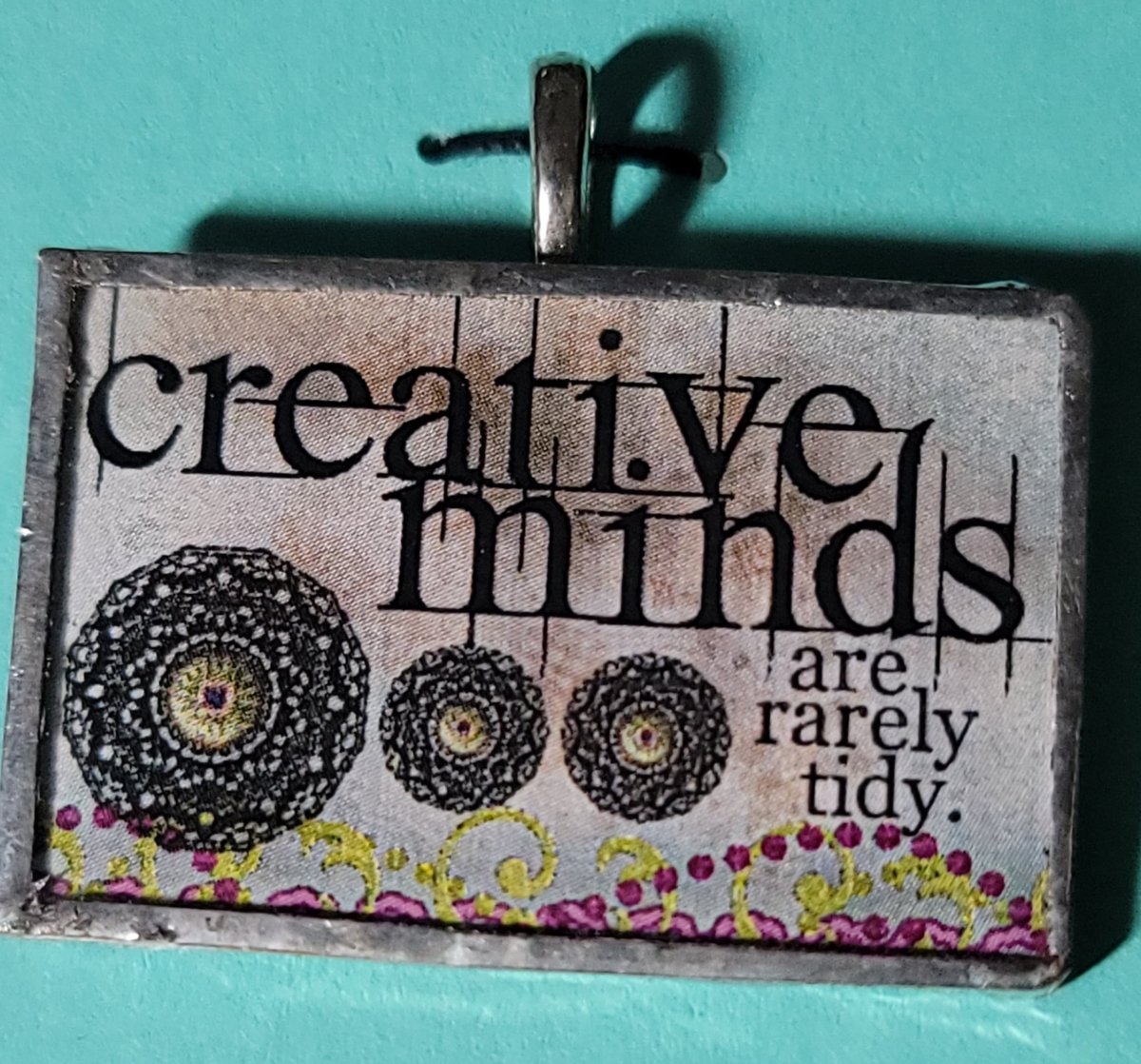 Creative Minds Are Rarely Tidy Handmade Stained - Glass Pendant - BluSparkle